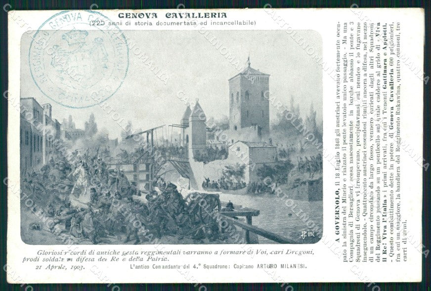 Militari Reggimentali IV Reggimento Genova Cavalleria Governolo cartolina XF1975 – fronte