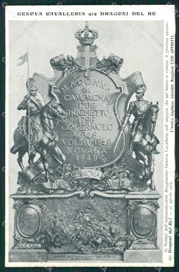 Militari Reggimentali IV Reggimento Genova Cavalleria Governolo cartolina XF1976 – fronte
