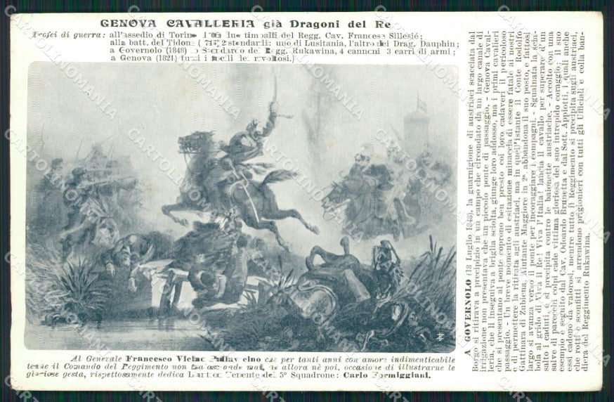 Militari Reggimentali IV Reggimento Genova Cavalleria Governolo cartolina XF1979 – fronte