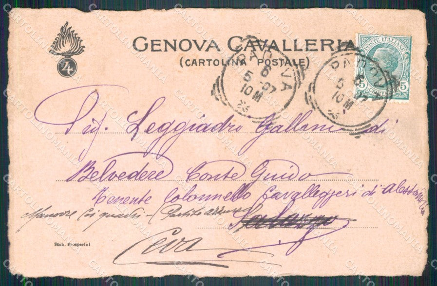 Militari Reggimentali IV Reggimento Genova Cavalleria cartolina XF1992 – retro