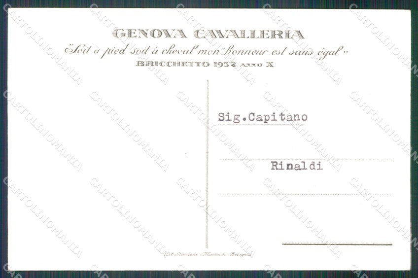 Militari IV Reggimento Genova Cavalleria 1932 Bricchetto cartolina XF1994 – retro