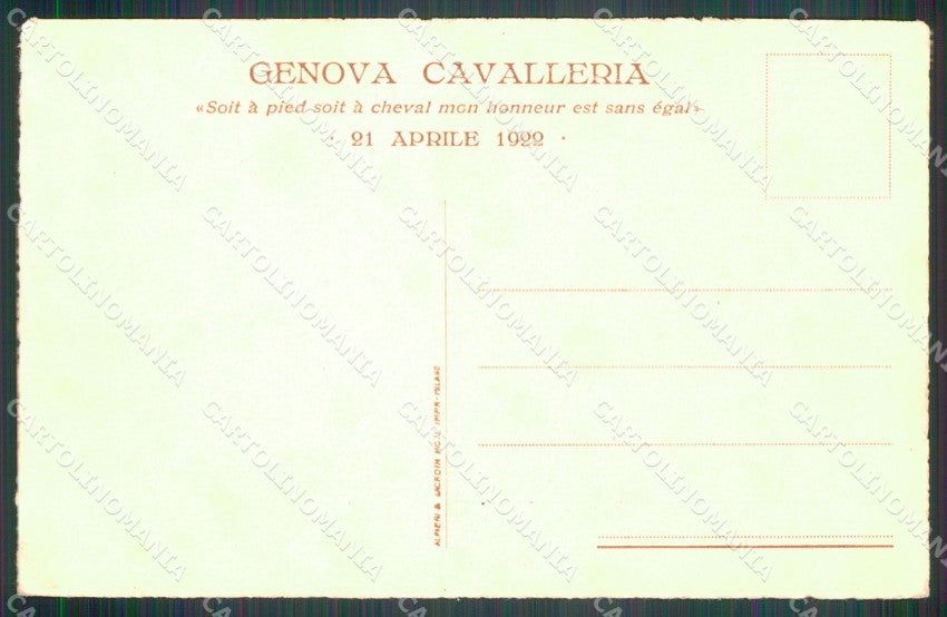 Militari Reggimentali IV Reggimento Genova Cavalleria 1922 cartolina XF1997 – retro