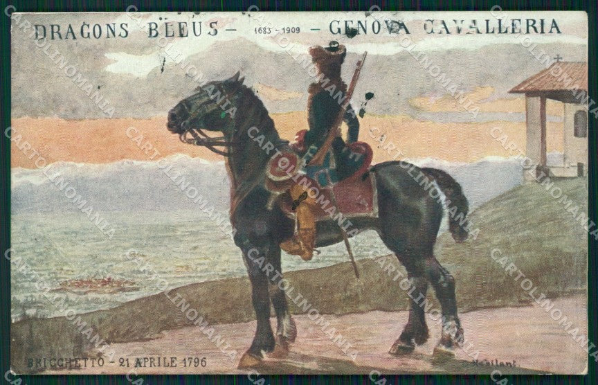 Militari Reggimentali IV Reggimento Genova Cavalleria Robilant cartolina XF2007 – fronte