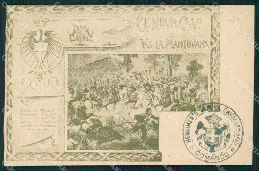 Militari IV Reggimento Genova Cavalleria Volta Mantovana cartolina XF2012 – fronte