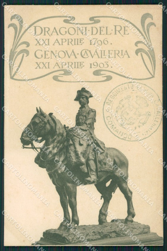 Militari Reggimentali IV Reggimento Genova Cavalleria cartolina XF2017 – fronte