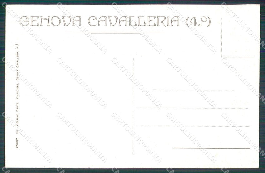 Militari IV Reggimento Genova Cavalleria Origo Lancieri cartolina XF2024 – retro