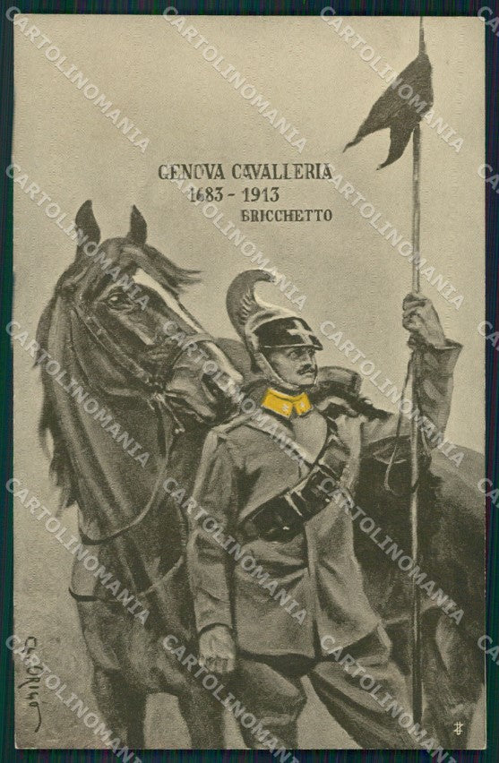 Militari IV Reggimento Genova Cavalleria Lancieri Bricchetto cartolina XF2026 – fronte