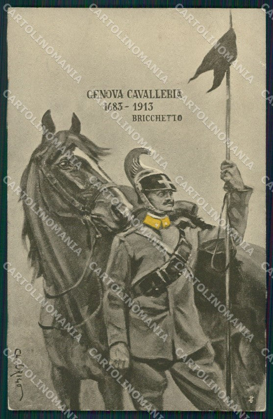 Militari IV Reggimento Genova Cavalleria Lancieri Bricchetto cartolina XF2027 – fronte