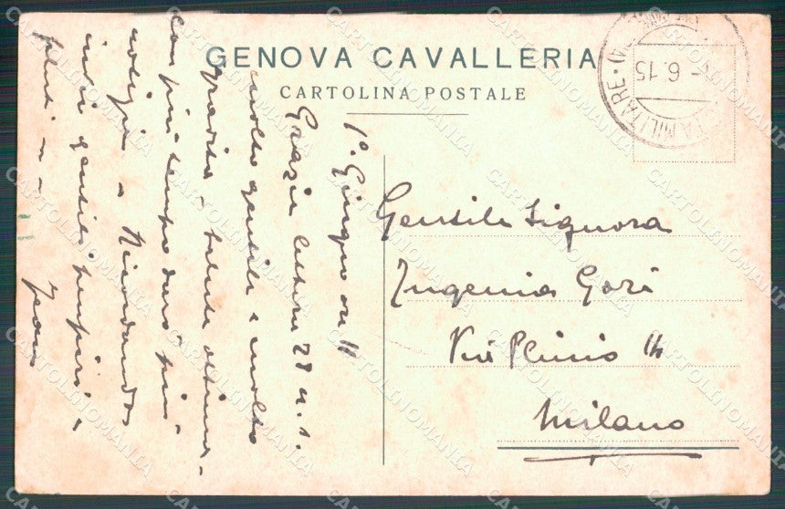 Militari Reggimentali IV Reggimento Genova Cavalleria Lancieri cartolina XF2028 – retro