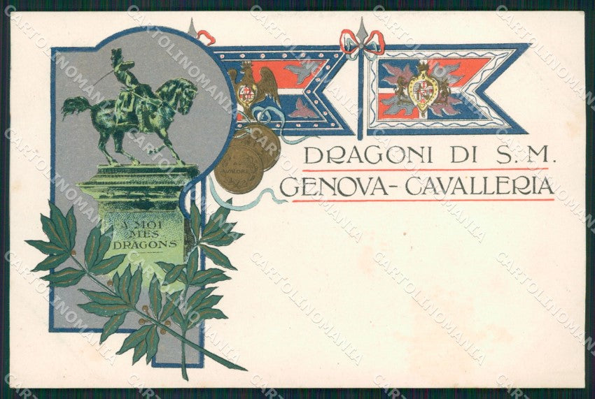 Militari Reggimentali IV Reggimento Genova Cavalleria Chiattone cartolina XF2031 – fronte