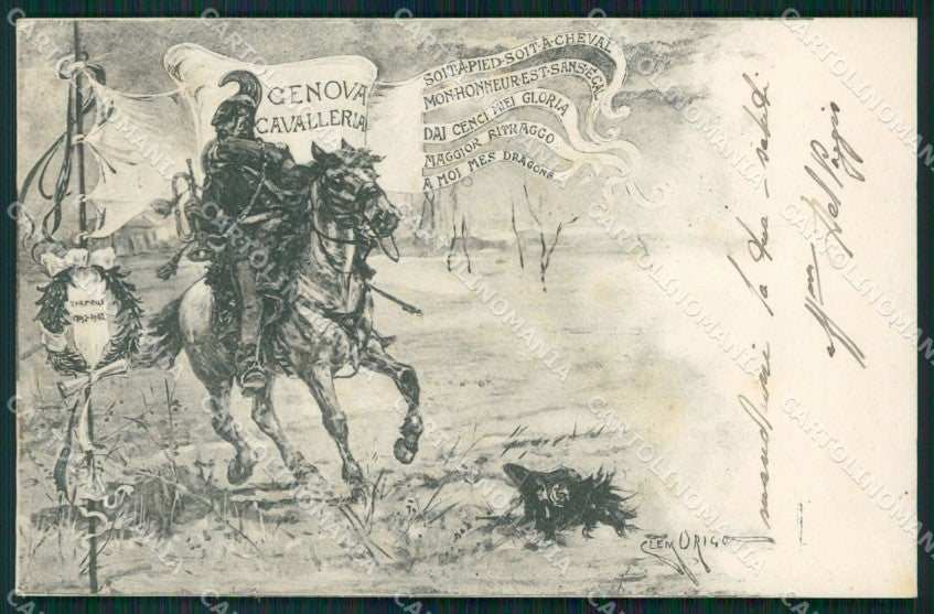 Militari IV Reggimento Genova Cavalleria Origo Lancieri cartolina XF2044 – fronte