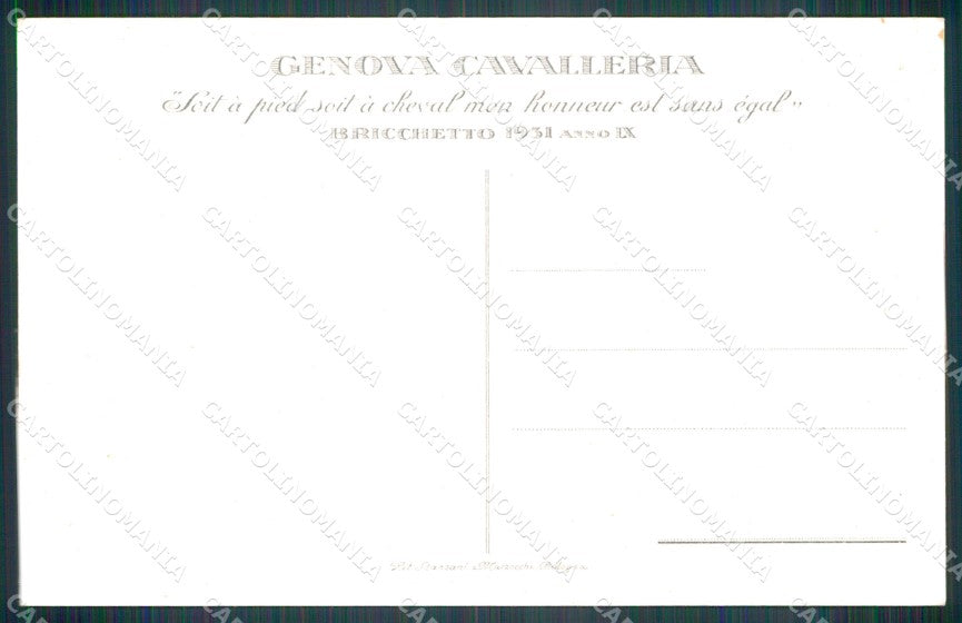 Militari IV Reggimento Genova Cavalleria Bricchetto 1931 cartolina XF2048 – retro