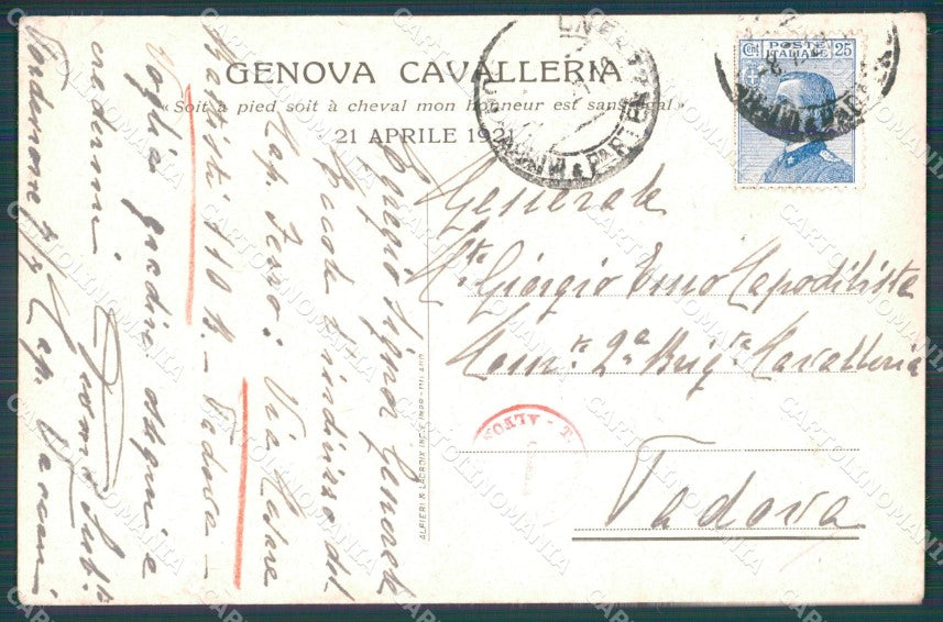 Militari IV Reggimento Cavalleria Pozzuolo Friuli 1921 PIEGA cartolina XF2051 – retro