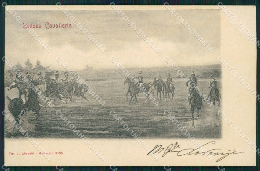 Militari Reggimentali IV Reggimento Genova Cavalleria Lancieri cartolina XF2053 – fronte