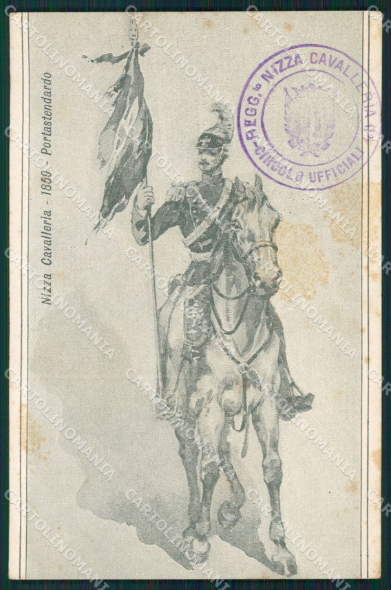 Militari I Reggimento Nizza Cavalleria Portastendardo cartolina XF2070 – fronte