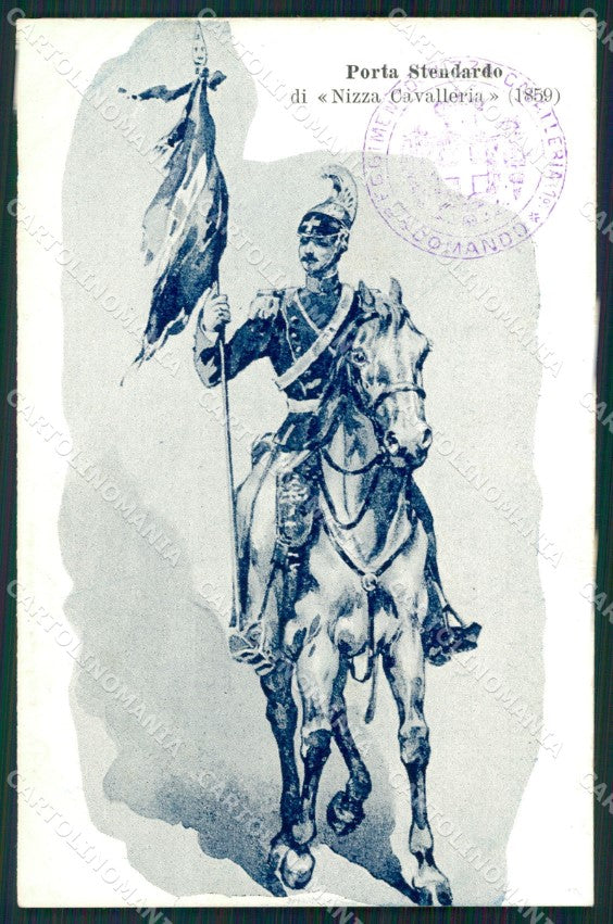 Militari I Reggimento Nizza Cavalleria Portastendardo cartolina XF2071 – fronte