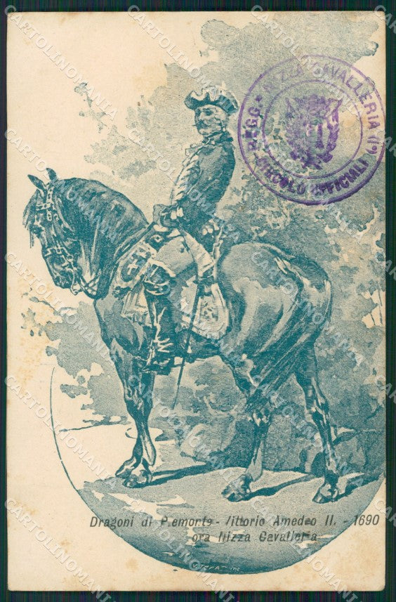 Militari I Reggimento Nizza Cavalleria Dragoni Piemonte cartolina XF2072 – fronte