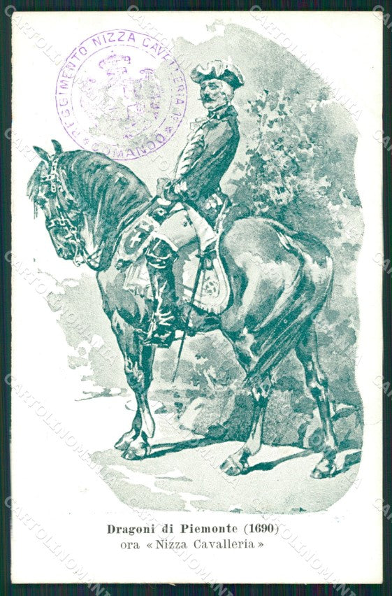 Militari I Reggimento Nizza Cavalleria Dragoni Piemonte cartolina XF2074 – fronte