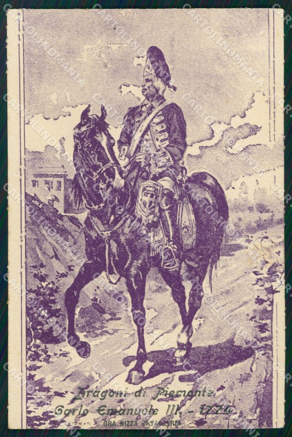 Militari I Reggimento Nizza Cavalleria Dragoni Piemonte cartolina XF2078 – fronte