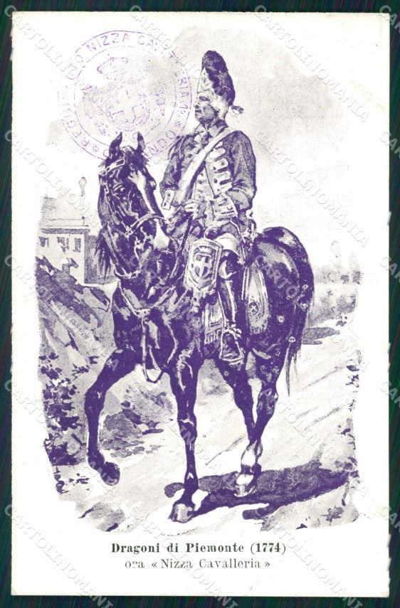 Militari I Reggimento Nizza Cavalleria Dragoni Piemonte cartolina XF2079 – fronte