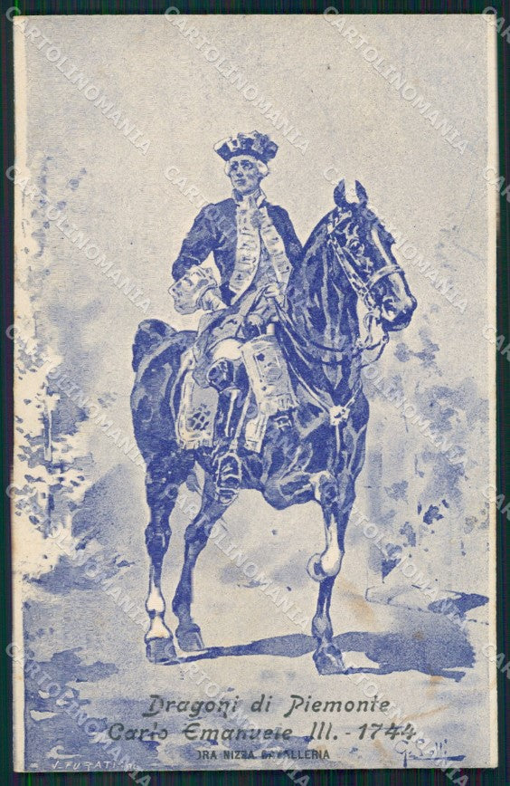 Militari I Reggimento Nizza Cavalleria Dragoni Piemonte cartolina XF2084 – fronte