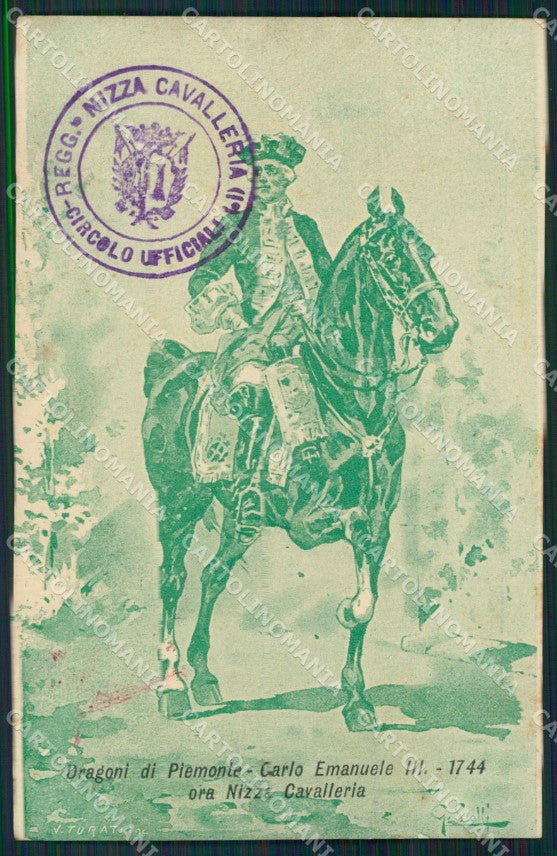 Militari I Reggimento Nizza Cavalleria Dragoni Piemonte cartolina XF2085 – fronte