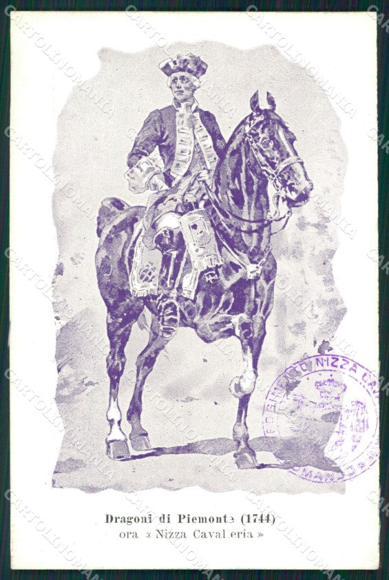 Militari I Reggimento Nizza Cavalleria Dragoni Piemonte cartolina XF2086 – fronte