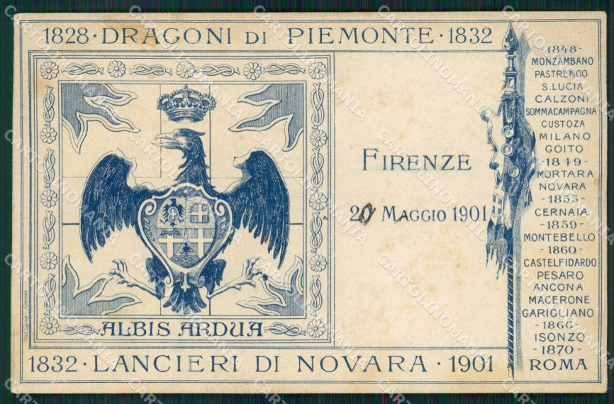 Militari V Reggimento Lancieri Novara Firenze 1902 ABRASA cartolina XF2097 – fronte