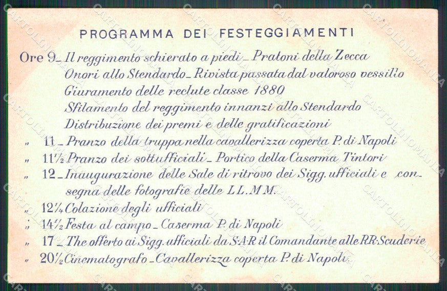 Militari V Reggimento Lancieri Novara Firenze 1902 ABRASA cartolina XF2097 – retro