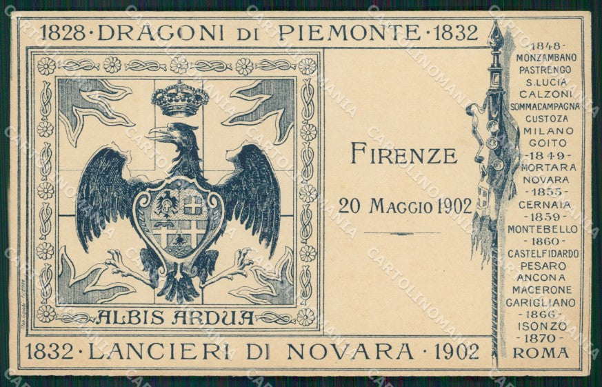 Militari V Reggimento Lancieri Novara Festa Firenze 1902 cartolina XF2098 – fronte