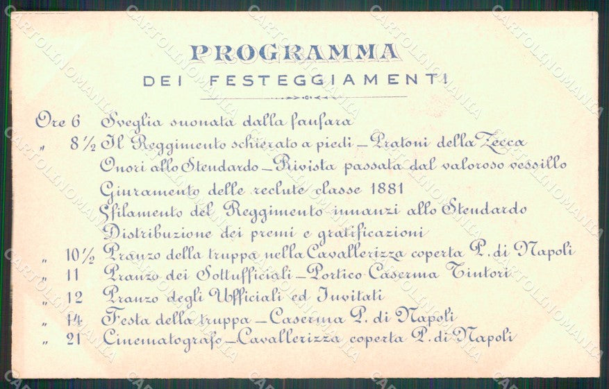 Militari V Reggimento Lancieri Novara Festa Firenze 1902 cartolina XF2098 – retro