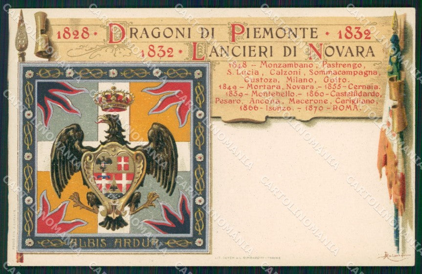 Militari V Reggimento Lancieri di Novara Dragoni Piemonte cartolina XF2109 – fronte