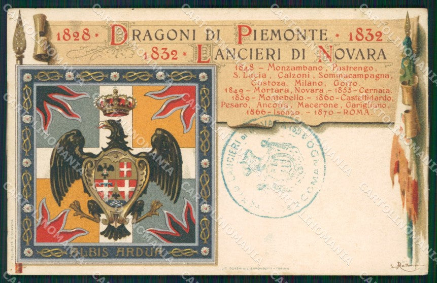 Militari V Reggimento Lancieri di Novara Dragoni Piemonte cartolina XF2110 – fronte