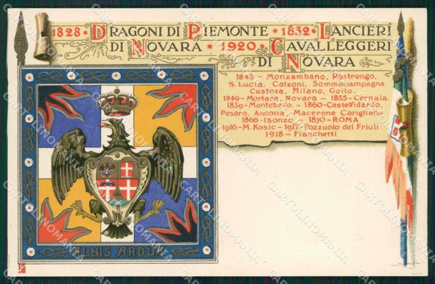 Militari V Reggimento Lancieri di Novara Dragoni Piemonte Duval cartolina XF2113 – fronte
