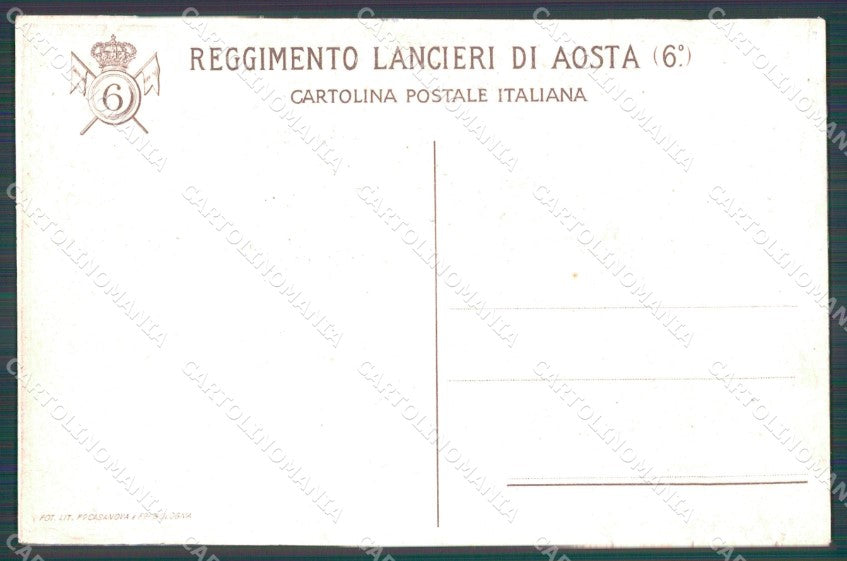 Militari Reggimentali VI Lancieri di Aosta Cervi cartolina XF2122 – retro
