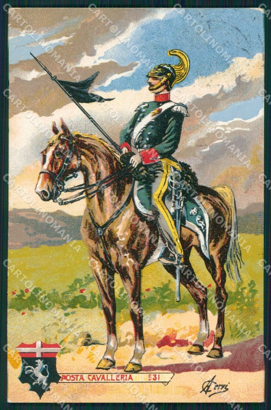Militari Reggimentali VI Lancieri di Aosta Cervi cartolina XF2124 – fronte