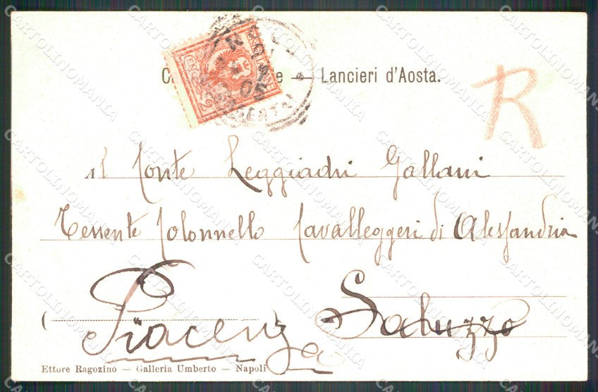 Militari Reggimentali VI Lancieri Aosta Savoia Umberto I ABRASA cartolina XF2126 – retro