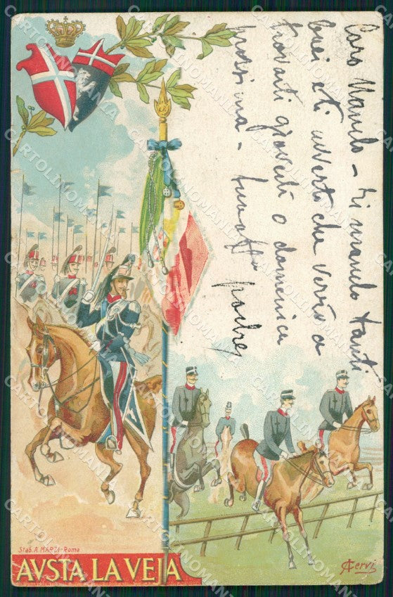 Militari Reggimentali VI Lancieri di Aosta Cervi STRAPPINO cartolina XF2128 – fronte