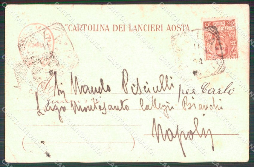 Militari Reggimentali VI Lancieri di Aosta Cervi STRAPPINO cartolina XF2128 – retro