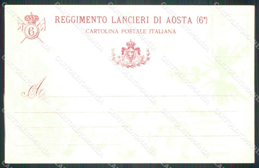 Militari Reggimentali VI Lancieri di Aosta Savoia Umberto I cartolina XF2140 – retro