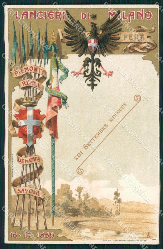 Militari Reggimentali VII Lancieri di Milano cartolina XF2147 – fronte