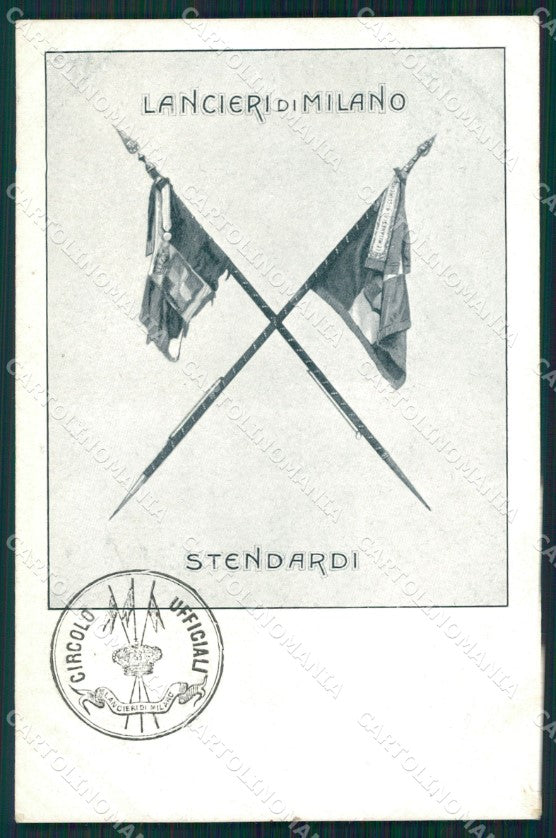 Militari Reggimentali VII Lancieri di Milano Stendardi cartolina XF2161 – fronte