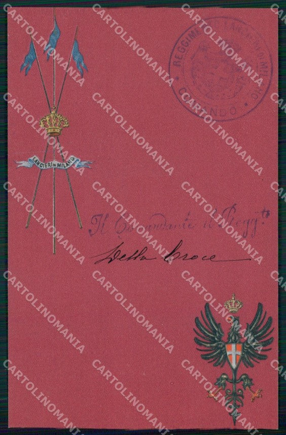 Militari VII Lancieri di Milano Comandante Della Croce cartolina XF2163 – fronte