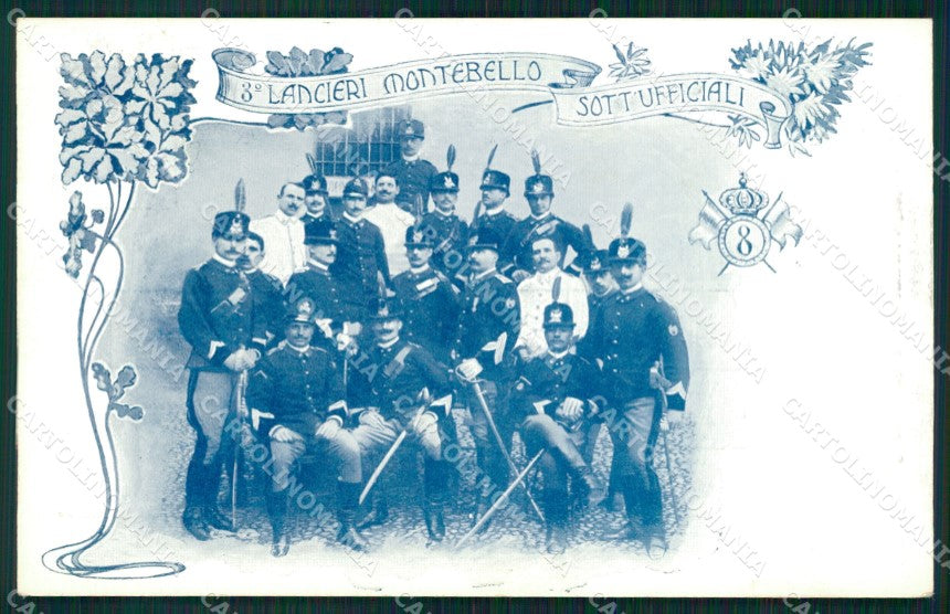 Militari Reggimentali VIII Lancieri di Montebello Sottufficiali cartolina XF2178 – fronte