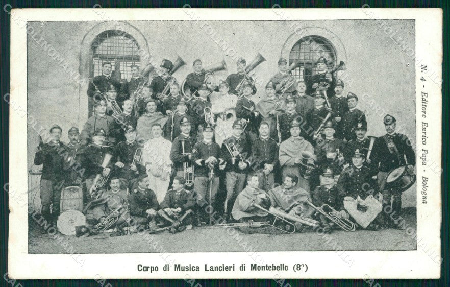 Militari VIII Lancieri di Montebello Corpo di Musica Banda cartolina XF2179 – fronte