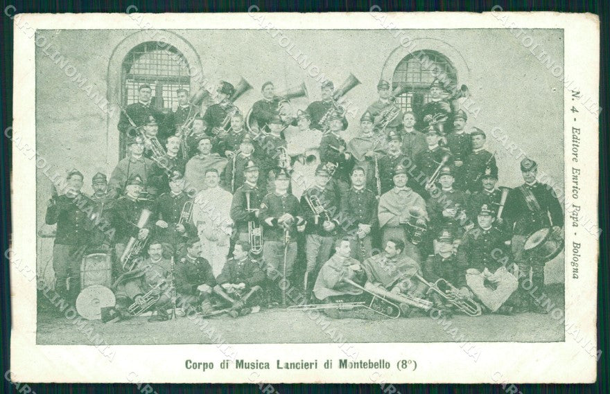Militari VIII Lancieri di Montebello Corpo di Musica Banda cartolina XF2180 – fronte