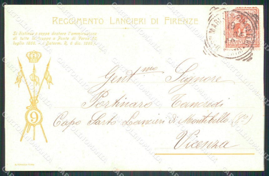 Militari IX Lancieri di Firenze Dragoni di Toscana ABRASA cartolina XF2194 – retro