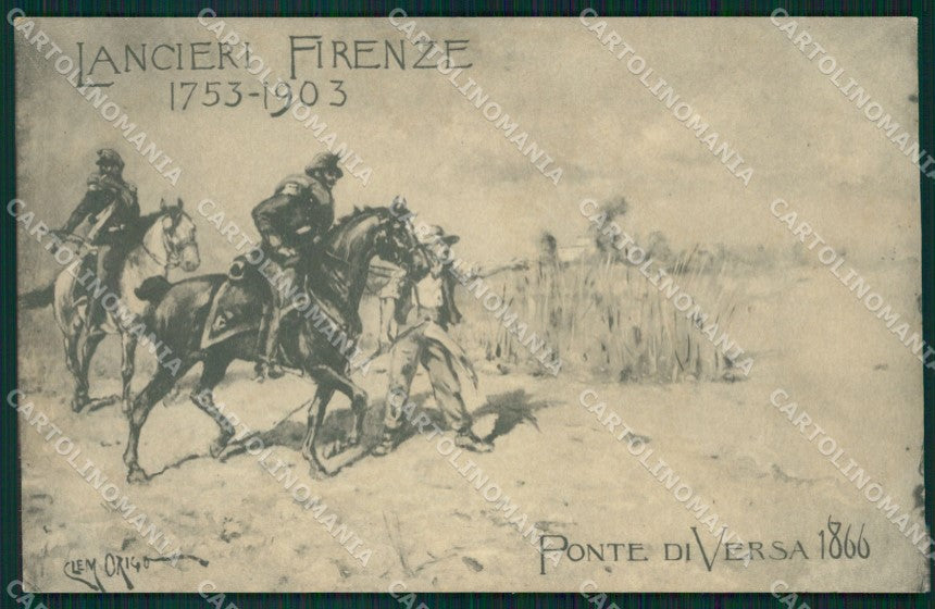 Militari Reggimentali IX Lancieri di Firenze Ponte Versa Origo cartolina XF2204 – fronte