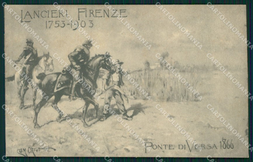 Militari IX Lancieri Firenze Ponte Versa 1906 Origo cartolina XF2205 – fronte