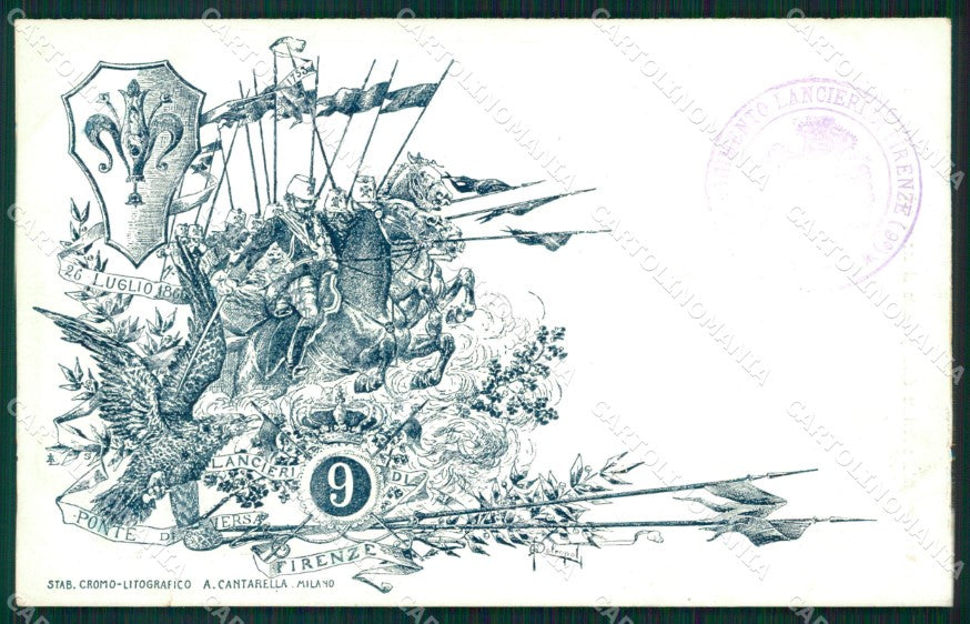 Militari Reggimentali IX Lancieri di Firenze Petropoli cartolina XF2213 – fronte